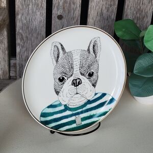 Pier 1 Book Club Frenchie Bulldog Striped Sweater Porcelain Plate